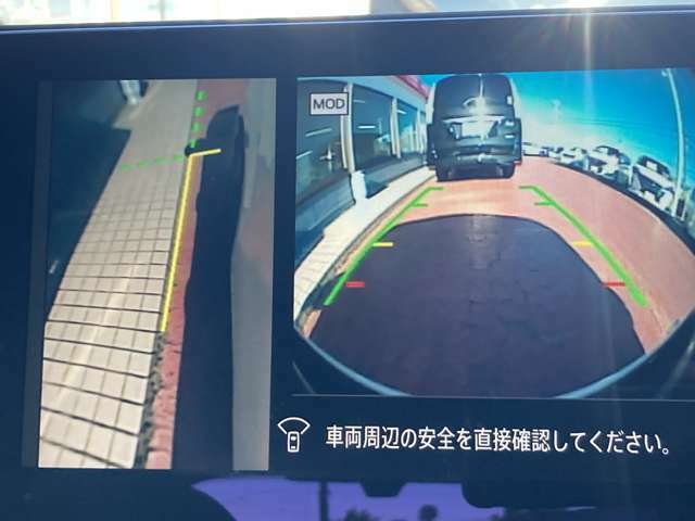 左サイドカメラとフロントカメラ運転席から死角となりやすい車両左前部分や前方部分もバッチリ見えます♪