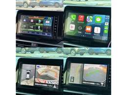 純正オプションの9インチディスプレイオーディオです。AppleCarPlay・AndroidAuto対応です。アラウンドビューモニターが映ります。