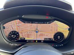 ●バーチャルコックピット『メーターパネル内に高解像度の液晶ディスプレイを配置。ディスプレイ内に地図が表示され、ナビゲーションの確認の際にドライバーは視線の移動を少なくすることができます。』