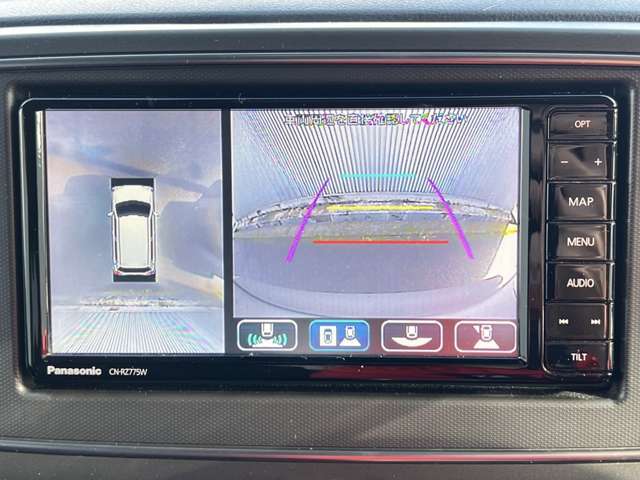 【アラウンドビューモニター】上から見下ろしたような視点で360度、周囲を確認することができます♪他に全周囲カメラなどとも言われています。