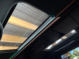 【左右独立ムーンルーフ】2列目左右席にそれぞれ配置されたガラスルーフ！日差しに合わせて片側だけシェードを閉めることも可能です！