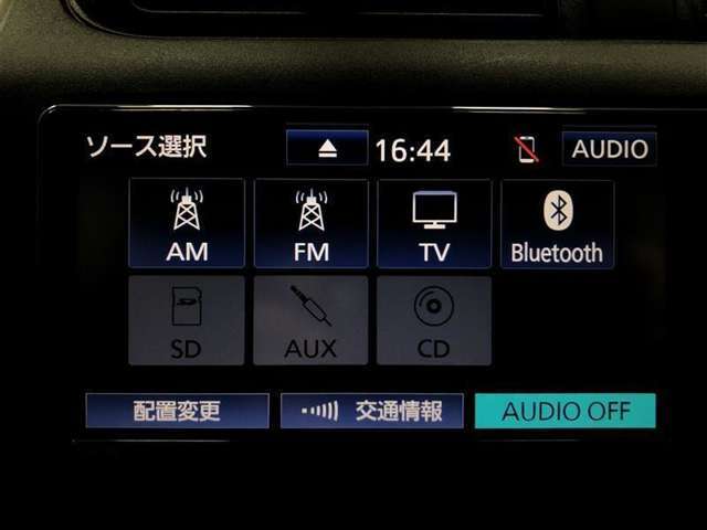 ラジオ、ワンセグテレビ、CD再生、SD再生(音楽)、Bluetoothオーディオが使用可能です。詳しい仕様については、スタッフまでお尋ねください。