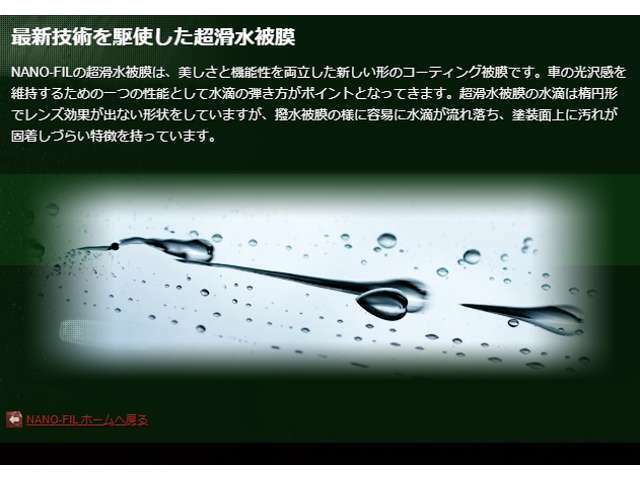 Aプラン画像：エシュロン　NANO　FIL　高性能ガラスコーティングレでの納車後のお手入れも楽々で色艶出ます。