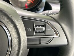 【クルーズコントロール】高速道路もラクラク走行。アクセルを離しても一定速度で走行ができ、長距離運転時の負担を軽減！加速・減速も簡単なスイッチ操作で調整できます。