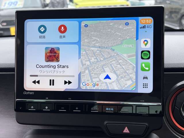 カープレイ、アンドロイドオート接続でグーグルマップや音楽アプリを起動できます！バックカメラ、フルセグテレビ、CD、DVD、USB、ブルートゥース、ラジオ再生可能！