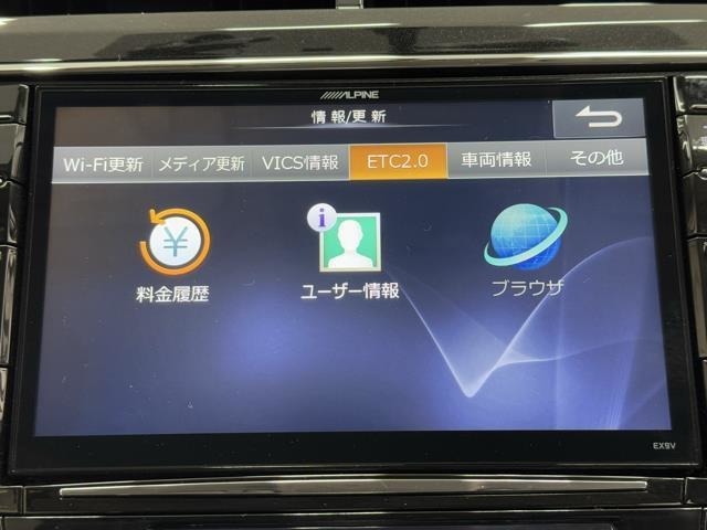 ナビ画面に連動したETCが付いてるので過去に利用した利用料金も一目で分かっちゃいます。　ETCの抜き忘れ、挿し忘れも警告してくれるので防犯、事故対策に安心ですね。