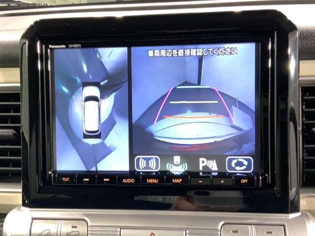 全方位モニターがついています！　車の周囲を360°安全確認できるので、普段の駐車はもちろんの事、縦列駐車や幅寄せの際にも活躍してくれますよ。