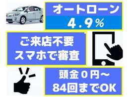 ご来店前にご自身のスマホで審査可能です。頭金なしでも大丈夫。最大84回まで。審査お申し込みはスタッフにお問い合わせくださいませ。