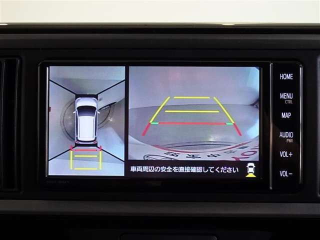 バックガイドモニターを装備してます、車庫入れもラクラクです。パノラミックビューモニターを搭載しています、上からの画像も表示されます。