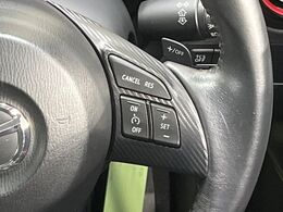 【クルーズコントロール】高速道路もラクラク走行。アクセルを離しても一定速度で走行ができ、長距離運転時の負担を軽減！加速・減速も簡単なスイッチ操作で調整できます。