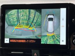 【パノラミックビューモニター】専用のカメラにより、上から見下ろしたような視点で360度クルマの周囲を確認することができます☆死角部分も確認しやすく、狭い場所での切り返しや駐車もスムーズに行えます。