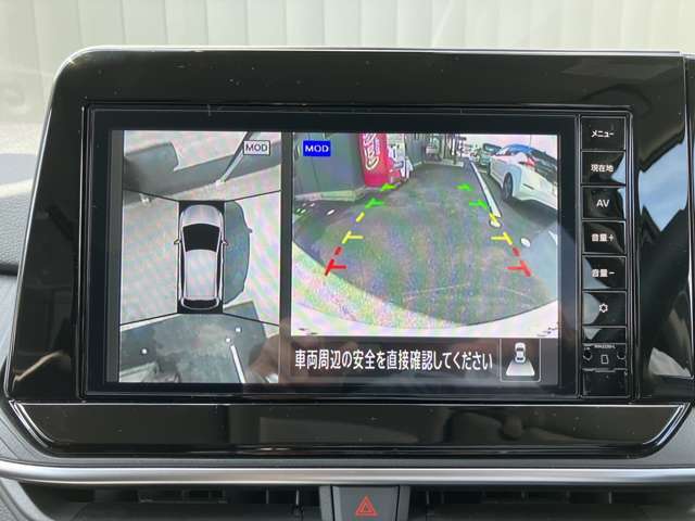 アラウンドビューモニター　駐車場での車庫入れや狭い道路での走行にカメラで確認が出来るので安心です。