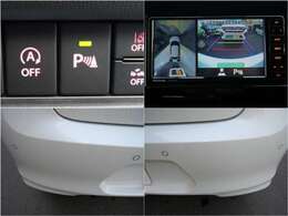 リヤバンパーに4つの超音波センサーを内蔵、車両後方にある障害物を検知。透明なガラスなども検知でき、コンビニの駐車場などでの衝突回避の後退時ブレーキサポートも搭載！