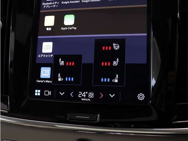 Google搭載によりさまざまな機能をハンズフリー操作できます。フロントにはシートヒーター＆シートエアコン、ステアリングホイールヒーターを装備！北欧スウェーデン発祥のブランドならではのオプションです。