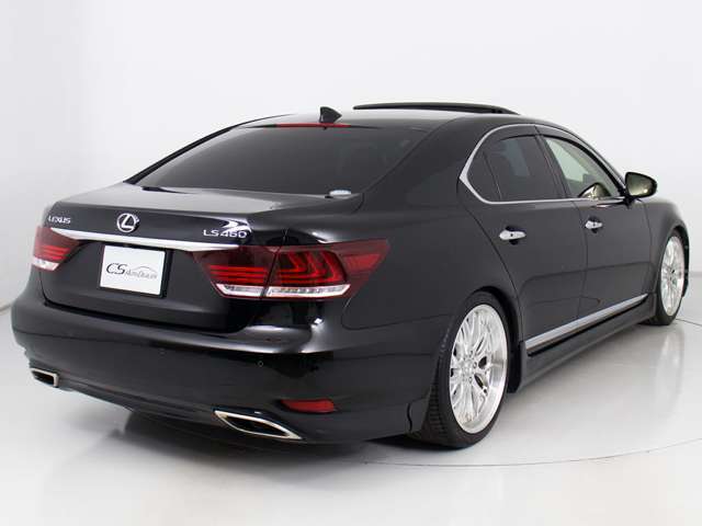 個性的なリアビューで御座います。精悍な佇まいは高級車ならではです。