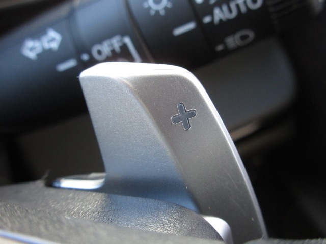 マニュアル車のような感覚で、ワインディングロードでも車を操れるパドルシフト付きです。長い下り坂でのエンジンブレーキや、高速道路の合流の際の加速も思いのままです。