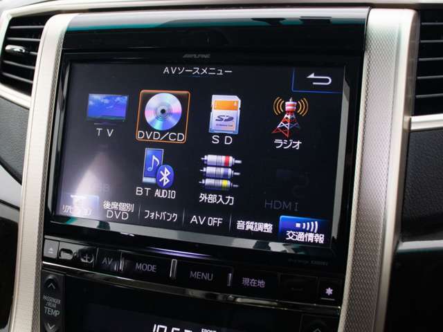 ALPINE製SDナビゲーション完備！モニターの大型が進む現在のパイオニア的存在のナビです！機能面も、DVD再生・地デジTVと充実しております！