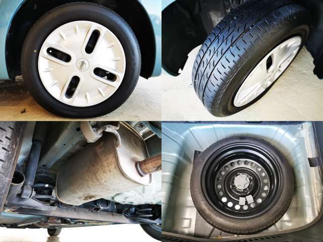 タイヤもバッチリ　紫外線劣化も無く　ゴムも柔らかい　下回りもキレイ　もしものスペアタイヤも良いですね　パンク修理キットは軽微なパンク以外では役に立ちませんからね・・・