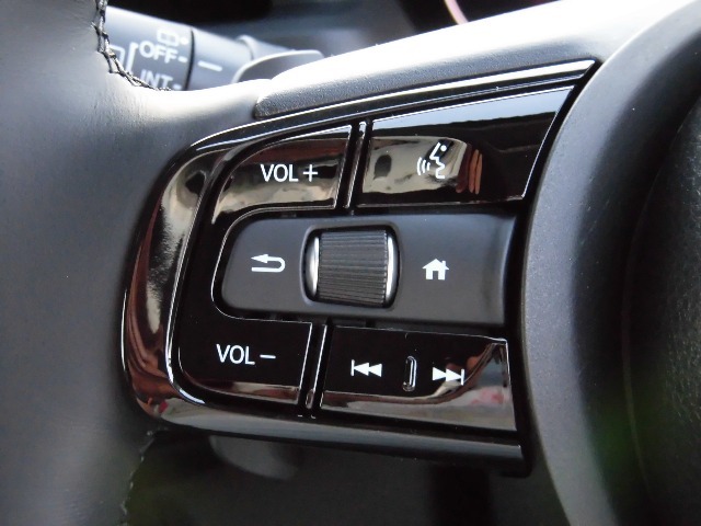 オーディオ操作スイッチもハンドルに装備しています。画面タッチしなくても操作できますので、運転に集中できます。