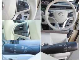 操作のしやすいステアリング！様々な操作スイッチが配置されオーディオなど運転以外の操作が必要でも運転に集中できます(^^♪