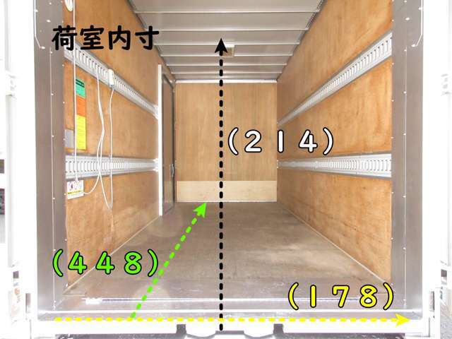 門口206　荷箱キタムラ　T13-2502　PH-08　800キロ　奥行き122（ストッパーまで116）x幅160センチ　ラッシングレール2段　コーキング処理済　スライドドア　風防　内外装キレイです