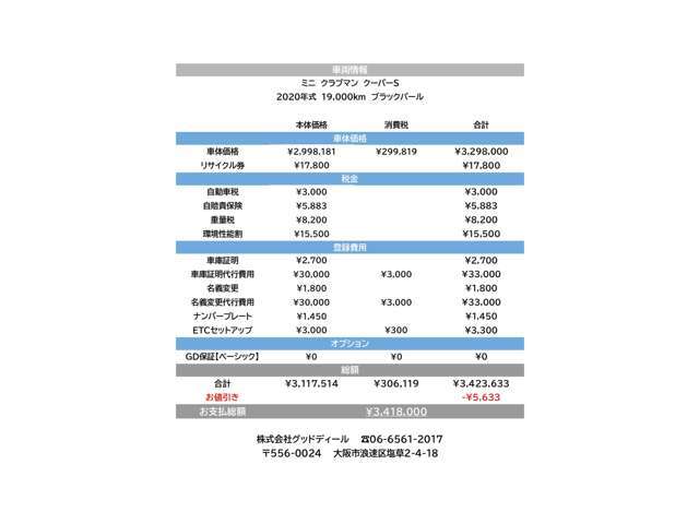 グッドディールは明朗会計を心掛けています。不必要な諸費用は組み込んでおりません。