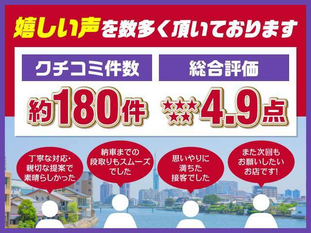 多くの口コミも頂いております！！うれしい声を数多く頂いております！！