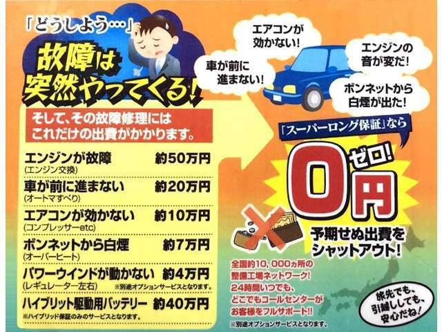 予期せぬ故障もご安心下さい♪スーパーロング保証なら安心して中古車をご購入頂けます。