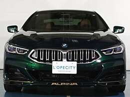 「ALPINA」のロゴと大型のエアインテークが目を引くフロントスポイラー。