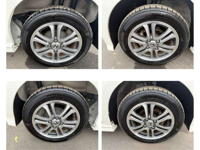 専用デザインの14インチ純正アルミホイールを履いています。足元がきまると、ボディ全体が引き締まります。