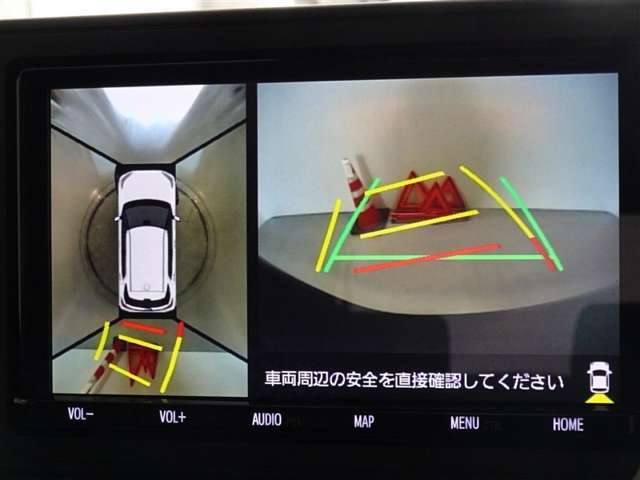 バックガイドモニターを装備してます、車庫入れもラクラクです。パノラミックビューモニターを搭載しています、上からの画像も表示されます。