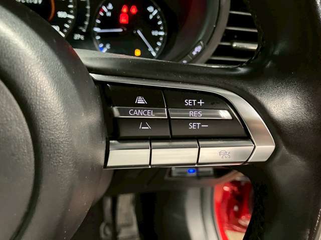 【レーダークルーズコントロール】ミリ波レーダーが車間距離を測って設定車速内で車速に比例した車間距離を保ちながら追従走行する装置で近づきすぎたときは自動でブレーキし、離れすぎたときには自動増速もする。