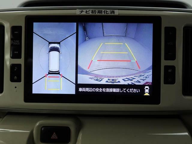 パノラマモニター：　運転席から見えにくい車の周囲をカメラの映像を通して確認できます。車を真上から見たような映像と後方映像の二画面で表示。ガイドラインが表示されるので障害物までの距離もわかりやすいです。