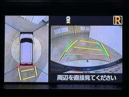 パノラミックビューモニターシステムが付いているので車の上から見た映像が確認できますよ。　一目で車両周辺の情報を確認できますが、直接安全をご確認下さい。