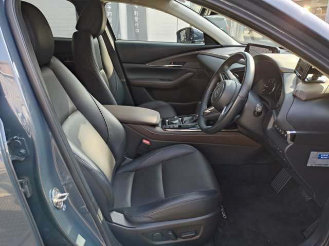 運転席は、電動で前後スライド、シート全体と前端の高さ、背もたれの角度、ランバーサポートの調整が可能な、パワーシート付です。