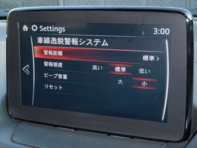 約45km/h以上での走行時、フロントガラスに設置したカメラで車線を認識。車線を踏み越える可能性があると判断すると、警報音でドライバーに注意を促します。