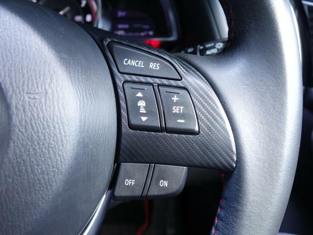 ステアリングには各種スイッチを配置。左手は主にオーディオの操作を、右手は「レーダークルーズコントロール」の操作を行えます。