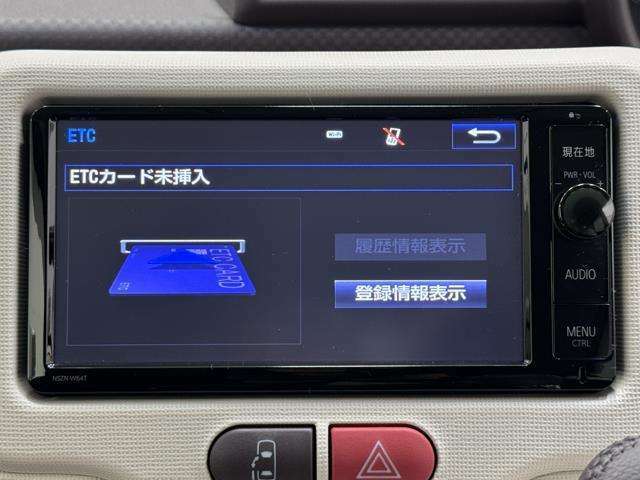 ナビ画面に連動したETCを装備しています。　過去に利用した利用料金も一目で分かって、とっても便利です。　ETCの抜き忘れ、挿し忘れも警告してくれるので安心ですね。