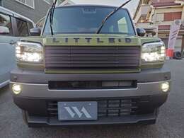 カーキ☆届出済未使用車！『DAMD』little D.◎9型ナビ・TV・Bluetooth・Bカメラ、15AW、ガラスルーフ、ルーフレール、LEDヘッドランプ＆フォグ、シートヒーター、コーナーセンサー、衝突軽減、Pスタ、スマートキー♪