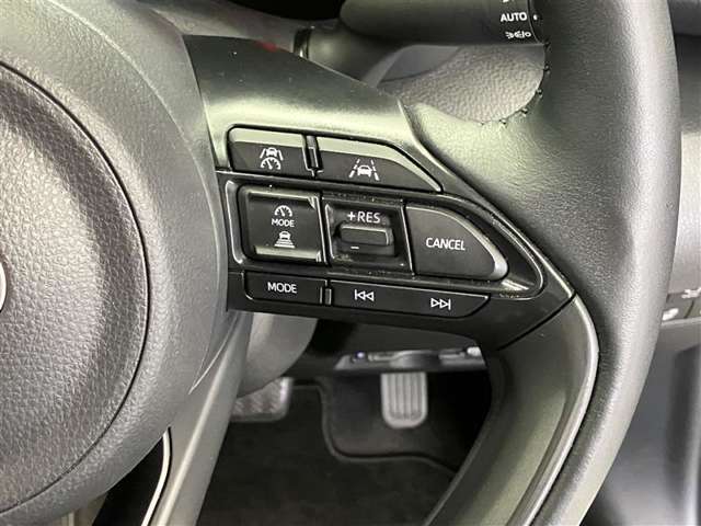 前方の車との車間を設定し、スピードを上げたり緩めたりを自動で行ってくれる追尾式の「レーダークルーズ」。上級装備の一つです！高級車にしかつかない嬉しい機能です。