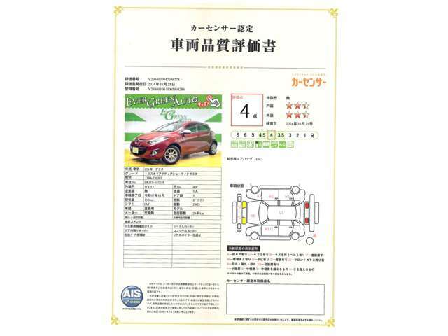 遠方の方もご安心下さい！各車両に第三者機関（AIS検査）の評価書をお付けしております！外装のキズや状態等をご提示しております。（一部検査中の車輛もあります。）