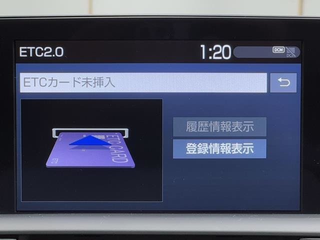 ナビ画面に連動したETCを装備しています。　過去に利用した利用料金も一目で分かって、とっても便利です。　ETCの抜き忘れ、挿し忘れも警告してくれるので安心ですね。