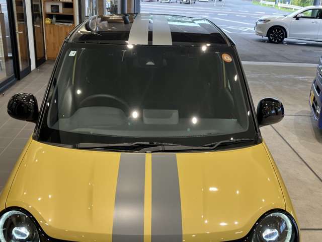 車体を貫くような、大胆なセンターストライプデカールです。