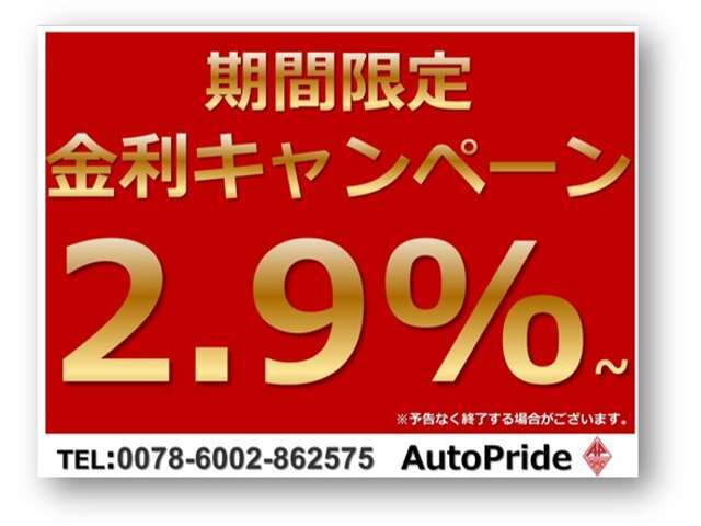 只今特別金利キャンペーン実施中です。金利2.9％　最長120回までお支払いが可能です。