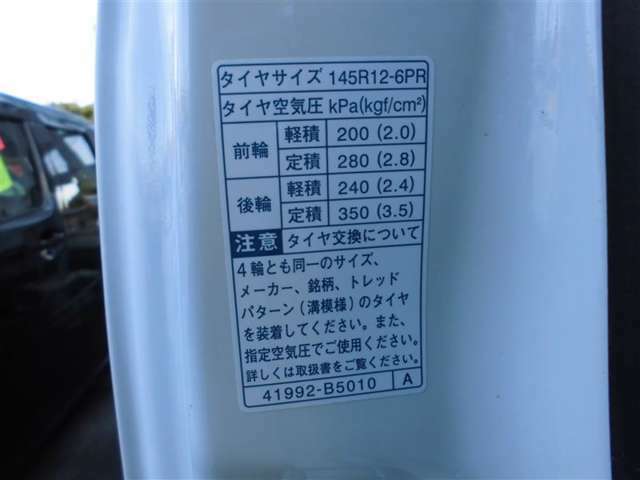 タイヤ標準サイズは「145R12」です。