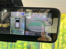 【アラウンドビューモニター】前後左右のカメラの映像をモニターに表示。真上から見ているような視点で周囲を確認できます。