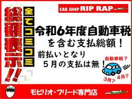 4月車両登録から令和6年度自動車税を前払いにてお支払いとなります。5月の納付書は届きません。令和6年度分自動車税を含む支払い総額となります。