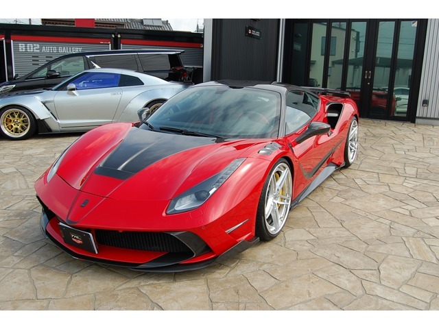 フェラーリF488GTB　ロッソコルサレッドカラー　マンソリーシラクーサ/ANRKY AN37 21.22インチ/F・Rロベルタエアサス/Capristoカーボンリアディフューザー/マフラー可変式/オプション！