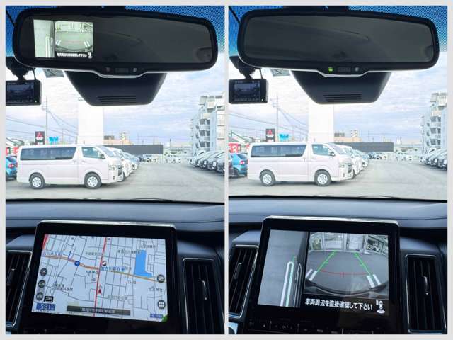 マルチアラウンドの画像は、ルームミラーかナビゲーションに表示することが可能です。