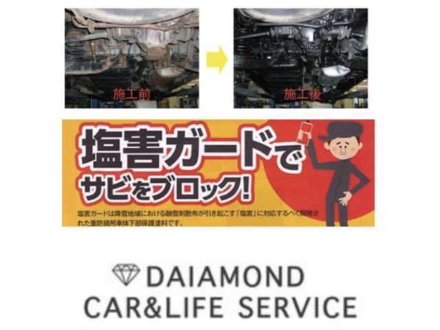 塩害を受けやすい下回りに防錆加工いたします。